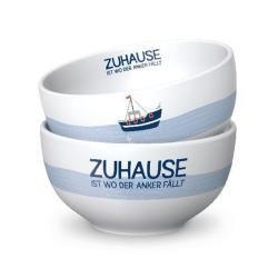 LAVIDA Schälchen Zuhause ist wo der Anker fällt 1 Stück Porzellan blau