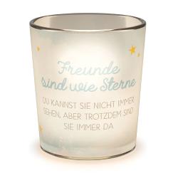 LAVIDA Teelichtglas Freunde sind wie Sterne 6,5 cm bunt