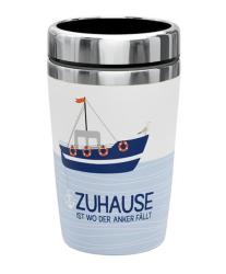 Thermobecher to go Zuhause ist wo der Anker fällt 240 ml blau/weiß