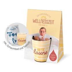 LAVIDA Geschenk-Set Gute Laune mit Teelicht und Schaumbad 40 ml