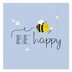 LAVIDA Servietten Be happy 33 x 33 cm 20 Stück hellblau