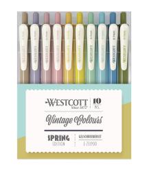 Set mit 10 Stiften in Vintage-Farben. Stifte mit 0,7 mm Spitze. Verpackung in pastellfarbenem Design.