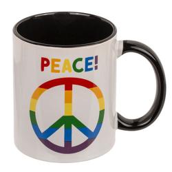 Tasse Peace aus Steingut 1 Stück bunt