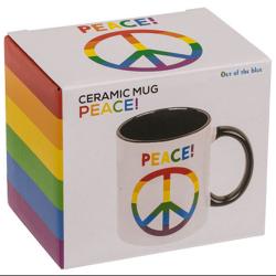 Tasse Peace aus Steingut 1 Stück bunt