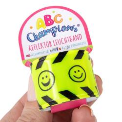Drei Rollen reflektierendes Leuchtband in verschiedenen Designs. Farbenfroh mit Smileys, Regenbögen und Sternen.