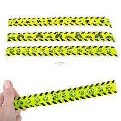 Drei Rollen reflektierendes Leuchtband in verschiedenen Designs. Farbenfroh mit Smileys, Regenbögen und Sternen.