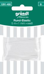 Verpackung mit rundem elastischem Band. Länge 5 Meter, Durchmesser 1 mm, Farbe weiß.
