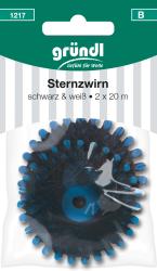Sternzwirn in schwarz und weiß. Verpackt in transparenter Folie, mit zwei Rollen á 20 Meter.