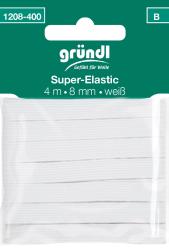 Weißes elastisches Band, 4 Meter lang und 8 mm breit. Verpackt in einer transparenten Folie.