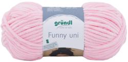 Rosa Wollknäuel, weich und flauschig. 100% Polyester. Beschriftung mit dem Namen 'Funny uni'.