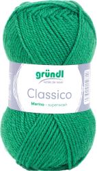 Grüner Wollknäuel von gründl. Bezeichnung: Classico, Merino, superwash.