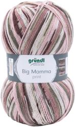 Garnknäuel in verschiedenen Farben, hauptsächlich Rosa, Beige und Grün. Verpackung zeigt den Markennamen und Produktbezeichnung.