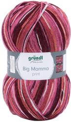 Garnknäuel in verschiedenen Rosa- und Rottönen mit weißen Streifen. Beschriftung mit Marke und Produktname Big Mamma print.