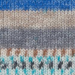 Strickmuster in verschiedenen Farben. Enthält Blau, Grau, Beige und Türkis.