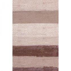 Garn in sanften Brauntönen mit Farbverlauf. Verpackt mit einem Etikett von gründl, Cotton Quick Batik.