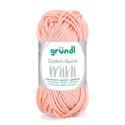 Wolle in hellorange mit einem glänzenden Finish. Verpackt in einem runden Etikett mit der Aufschrift 'Cotton Quick mini'.
