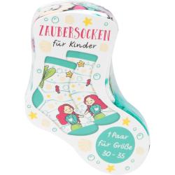 Zaubersocken für Kinder Meerjungfrau Größe 30-35 weiß/grün