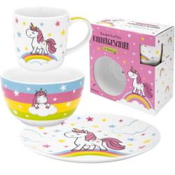 Kindergeschirr-Set Einhorn 3-teilig