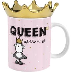 Tasse Queen of the day! mit Krone 15,1 x 12 x 10,4 cm rosa