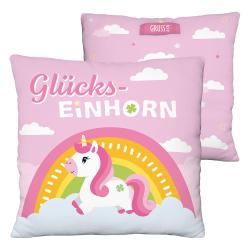 Plüschkissen Glücks-Einhorn 12,5 x 25,5 x 25,5 cm bunt