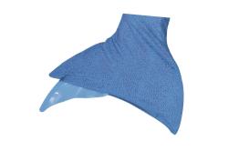 Blaue Meerjungfrauenflosse. Glänzende Oberfläche, spitz zulaufend.