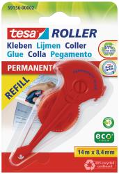 Kleberoller in roter Farbe. Verpackung zeigt Anwendung auf Papier.