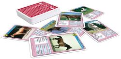Spielkartenverpackung mit einem weißen Pferd auf der Vorderseite. Aufschrift 'Pferde' und '2 Spiele in 1'.