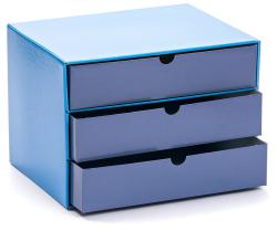 Schubladenbox aus Karton mit 3 Laden blau