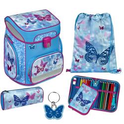 SCOOLI Schultaschen-Set Easy Fit: Butterfly 5-teilig bunt