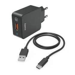 HAMA Schnellladegerät mit Ladekabel USB-C Qualcomm® 19,5 W 1,5 m schwarz