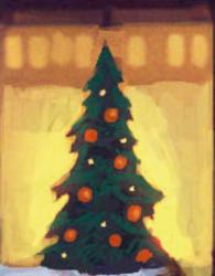 Wand-Adventskalender – Winterstadt am Abend