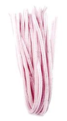 Lange, dünne, rosa Pfeifenreiniger. Weiche, strukturierte Oberfläche. Mehrere Stränge zusammengebunden.