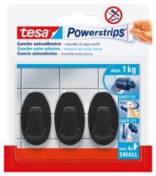 TESA Powerstrips Klebehaken S oval max. 1 kg 3 Stück schwarz