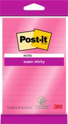 3M Post-it® Super Sticky Notes liniert 101 mm x 152 mm 45 Blatt/Block 1 Block/Packung pink