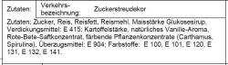 Durchsichtige Flasche mit gelbem Deckel. Enthält bunte Streudekor-Blumen in verschiedenen Farben: Pink, Gelb, Lila, Grün. Mischung aus kleinen Blüten und Formen.