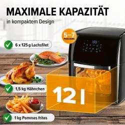 GOURMETMAXX Digitale Heißluftfritteuse 12 l schwarz