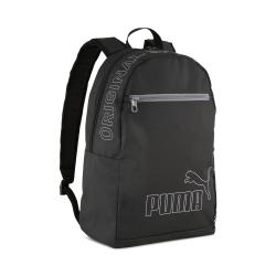 schwarzer Rucksack mit grauen Details. Logo von Puma auf der Vorderseite.