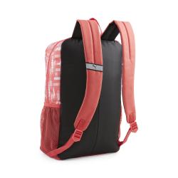 Rucksack in rot und schwarz mit gepolsterten Trägern. Seiten aus Netzmaterial.