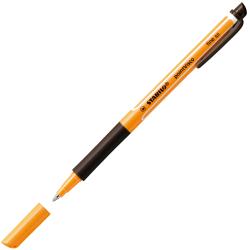 orangefarbener Fineliner mit feiner Spitze. Kappe abgenommen, der Stift liegt auf einer weißen Fläche.