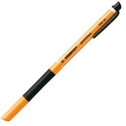 orangefarbener Fineliner mit feiner Spitze. Kappe abgenommen, der Stift liegt auf einer weißen Fläche.