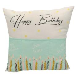 Kissen Happy Birthday mit 3 Taschen 43 x 43 cm bunt