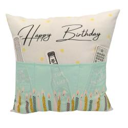 Kissen Happy Birthday mit 3 Taschen 43 x 43 cm bunt