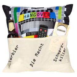 Wendekissen Happy Birthday/Hangover mit 3 Taschen bunt