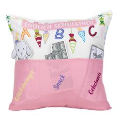 Sofahelden Schulanfang mit Taschen und Deko weiß/rosa