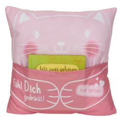 Kissen Kids Katze Umarmung mit 1 Tasche rosa