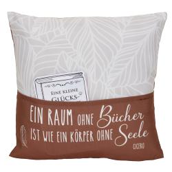 Kissen Ein Raum ohne Bücher mit 3 Taschen braun/weiß