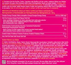 Verpackung mit essbaren Blüten. Sechs Stück, zwei pinke und zwei weiße Blumen. Dekorationsartikel für Backwaren.
