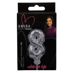 AMIRA Zahlenkerze 8 ca. 13 cm silber