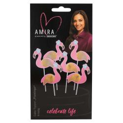 AMIRA Cake Topper Flamingo 6-teilig bunt