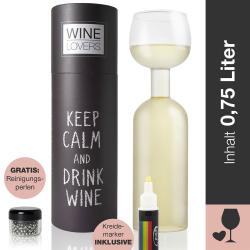 Geschenk-Set Wine Lovers Weinflasche XXL Glas 1 Stück 750 ml inklusive Kreidemarker und Reinigungsperlen